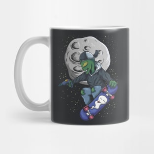 alien skateboarding in space hoodie and Mug